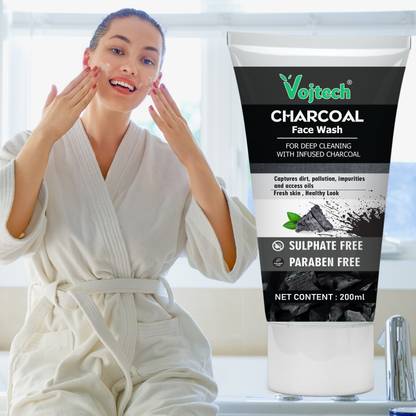 Vojtech Charcoal Daily FaceWash For Healthy & Hydrated~ Refines Skin Tone~ Men & Women Face Wash