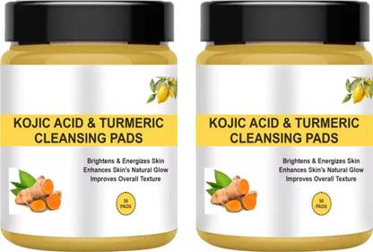 VIVIQ Kojic Acid & Turmeric Cleansing Pads (50Pads*2Box)| Brighten & Energizes Skin Face Wash