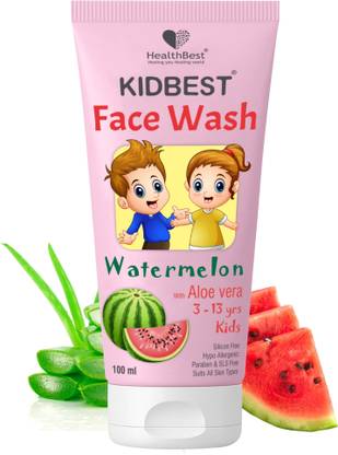 HealthBest Kidbest Face wash for Kids | Normal Skin, Sensitive Skin & Dry Skin | Tear, Paraben, SLS free | Watermelon Flavor | 100ml Face Wash
