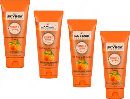 Genziva SKYBAR Orange Vitamin-C  – Removes Dead Skin (Pack of 4 – 60ml each, Total 240ml) Face Wash