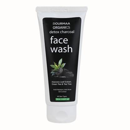DOURMAA ORGANICS Detox Activated Charcoal Green Tea & Tea Tree Aloevera Leaf Extract Oil Control Face Wash