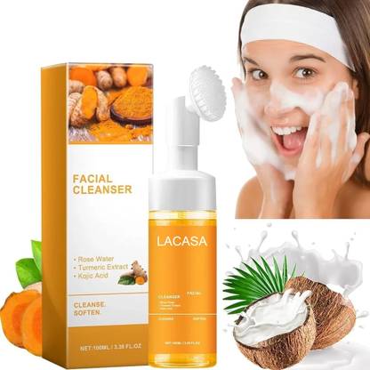 LACASA BEAUTY CARE Turmeric Kojic Acid Organic Anti Acne Moisturizing Whitening Cleanser Face Skin Care Deep Cleansing Face Wash