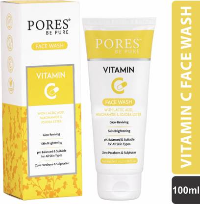 PORES BE PURE Vitamin C Face Cleanser Anti Aging Brightening Soap Free Spot Free pH Balanced Face Wash