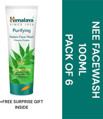 Himalaya Herbals NEEM FACE WASH 100ML PACK OF6+gift Face Wash