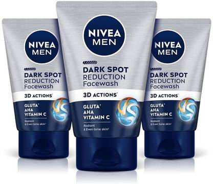 Nivea Men Dark Spot Reduction Cleanser Combo, with Vitamin C, AHA, For Even Tone Skin Face Wash