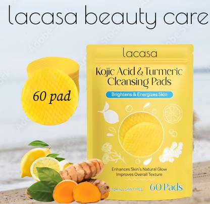 LACASA BEAUTY CARE LACASA kojic acid and turmeric cleansing pads-AXZ 60 pcs Face Wash