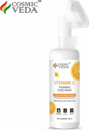 Cosmic Veda Vitamin C Foaming Facewash with Built-In Face Brush for deep cleansing - No Parabens, Sulphate, Silicones-150 ml Face Wash