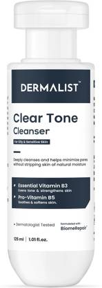 Dermalist Clear Tone Cleanser for Oily & Sensitive Skin | With Vitamin B3 & B5 | Deep Pore Cleanser | Soothes & Hydrates Skin | Face Wash