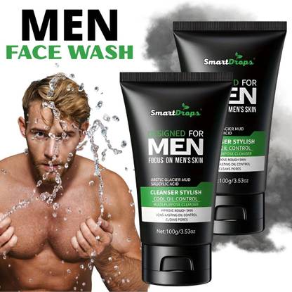 smartdrops Men Facewash For Oily, Acne-Prone Skin | Controls Oil, Fights Pimples | Non-Drying  Face Wash