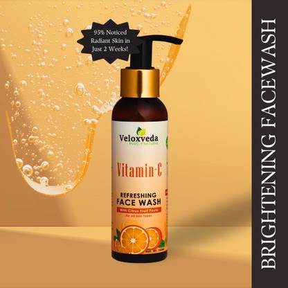 veloxveda Vitamin-C Facewash | Brighten, Refresh, and Revitalize With Lemon Extract | SLS & Paraben Free Face Wash