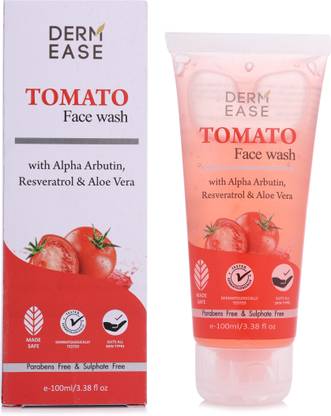 Derm Ease Tomato with Alpha Arbutin, Resveratrol and Aloe Vera Face Wash