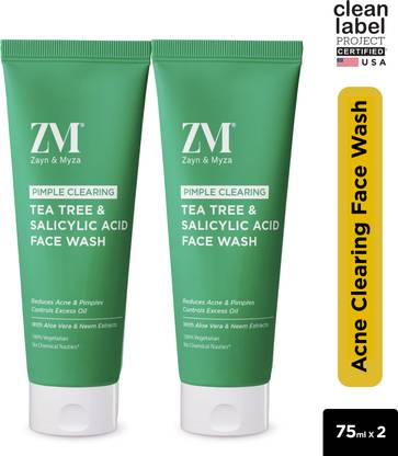 ZM Zayn & Myza Tea Tree & Salicylic Acid Reduces Acne & Pimples - Pack of 2 Face Wash