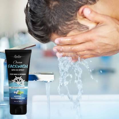 LEETEE Ocean Ice Cool Facewash for Men & Women | Deep Cleansing with Menthol | 100ml Face Wash