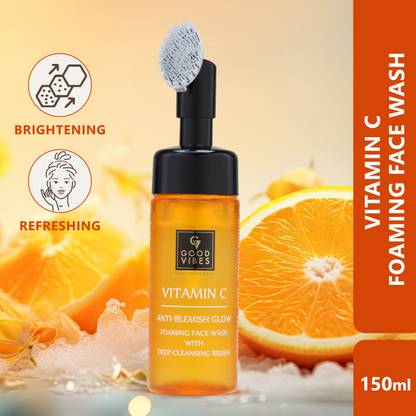 GOOD VIBES Vitamin C Anti-Blemish Glow Foaming  With Deep Cleansing Brush Face Wash
