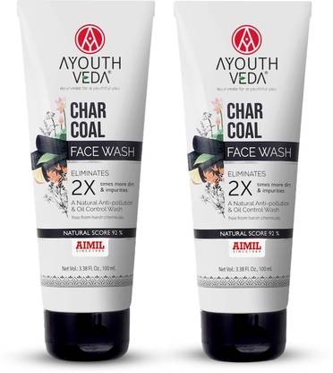 Ayouthveda CHARCOAL 100% NATURAL PRODUCT (PACK OF 2)(100ml each) Face Wash