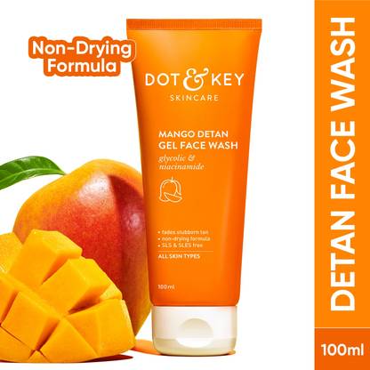 Dot & Key Mango Detan Gel ,Gently Cleanse Skin From Dirt & Oil,Fades Stubborn Tan Face Wash