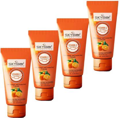 Genziva SKYBAR Orange Vitamin-C  – Removes Dead Skin (Pack of 4 – 60ml each, Total 240ml) Face Wash