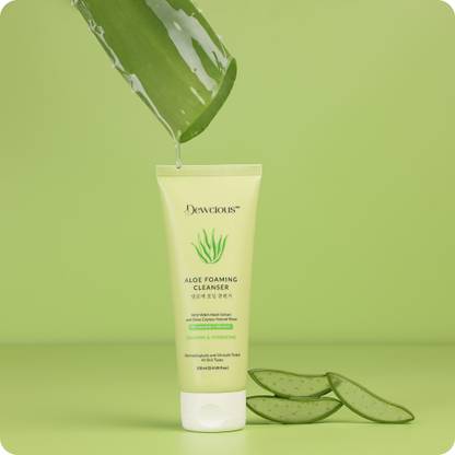 Dewcious Aloe Foaming Cleanser 100 ml | Claming & Hydrating | Skin Soothing Facewash | Korean Beauty Ritual | Gentle & Non Drying Formula | Women & Men Face Wash
