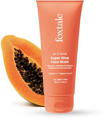 Foxtale Vit C Super Glow Face wash with Papaya Enzyme|Reduces Tan, Boosts glow Face Wash