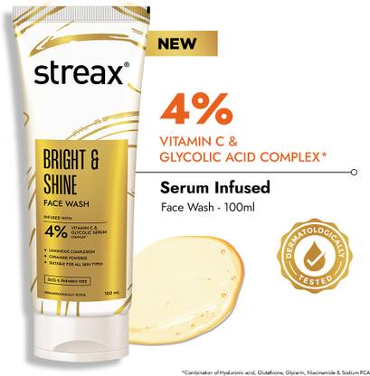 Streax Skin Bright & Shine Face wash Cleanser, 100 ml| All skin types Face Wash