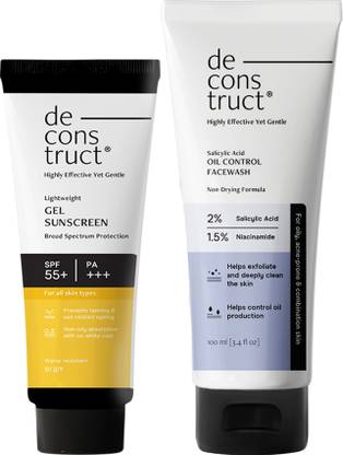 deconstruct Oily Skin Essentials: Salicylic Oil Control  Cleanser & SPF 50+ Gel Sunscreen Face Wash