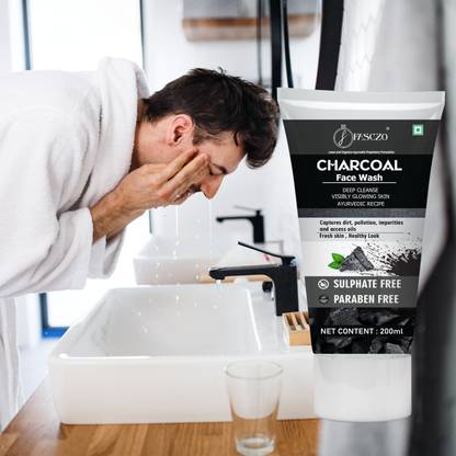Fasczo Hyderating Charcoal Facewash For Men Women \Dirt & Pollution & Blackhead Remover Face Wash