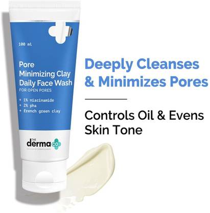 The Derma Co Pore Minimizing Clay Daily  with 1% Niacinamide & 2% PHA for Open Pores Face Wash
