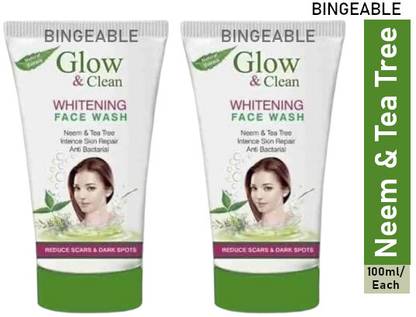 Crynn Pack of 2 Glow & Clean  - Anti-Bacterial Neem & Tea Tree (100ml) Face Wash