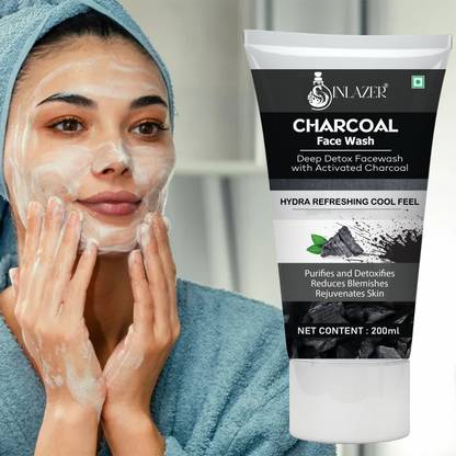 inlazer Charcoal  For Men & Women ~ Eliminates 2x Impurities Reduces Dark Spots Face Wash