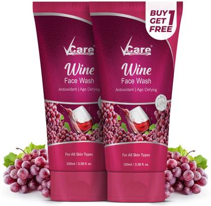 Vcare Red Wine Face Cleanser Suitable for All Skin Types | Buy 1 Get 1 Free 100g Face Wash