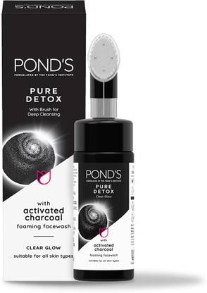 पोंड्स Pure Detox Foaming Brush Facewash for Clear Glow, Gentle Exfoliation, Deep Clean फेस वॉश