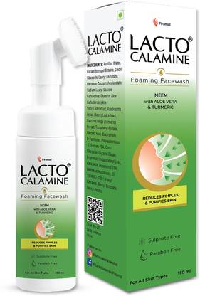 लैक्टो कैलामाइन नीम एलो टर्मरिक फोमिंग फेस वॉश| रीड्यूसेस पिम्पल्स| 150 ml फेस वॉश