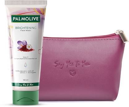 PALMOLIVE Brightening Gel (100ml) with Make-up Pouch  Gifting set(100 ml) Face Wash