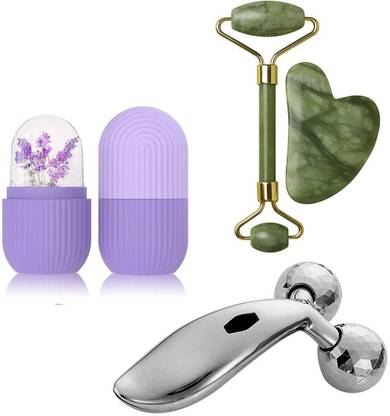 DIDMENT Face and Body Massageer combo Guvasha, Ice roller and 3d Roller Facial Atomizer