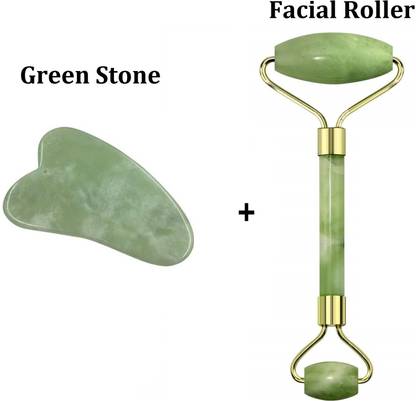 LOVHIDE Green Facial Massager Jade Roller & Gua Sha Tool 100% Natural Himalayan Stone Facial Atomizer