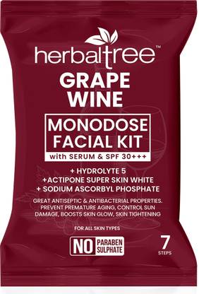 Herbal Tree Grape Wine Facial Kit for Boost Skin Glow, Anti Aging & Glowing Skin for Women