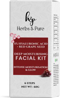 Herbs and Pure Deep Moisturising Facial Kit with Hyaluronic Acid & Red Grapes, Intense Glow