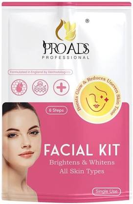 PRO ADS Professional 6 Steps Single Use Facial Kit, Brightens And Whitens Glowing Skin