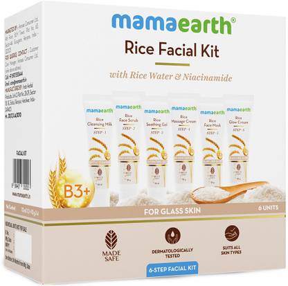 Mamaearth Rice Facial Kit With Rice Water & Niacinamide for Glass Skin in 6 Easy Steps