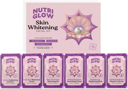 NutriGlow NATURAL'S Advanced Pro Formula Skin Whitening Facial Kit For Advanced Hyper Melanin Reduction & Skin Tone Correction(60gm)