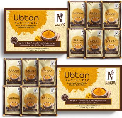 NutriGlow NATURAL'S Ubtan Facial Kit For Glowing Skin, Tan Removal With Haldi & Chandan