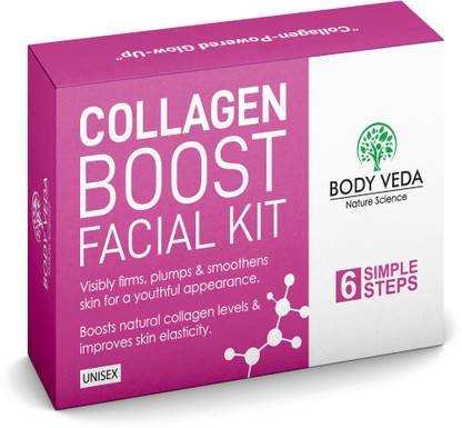 BODY VEDA Collagen Boost Facial Kit, Skin Tightening, Anti- Aging, 6- Step Home Facial Kit