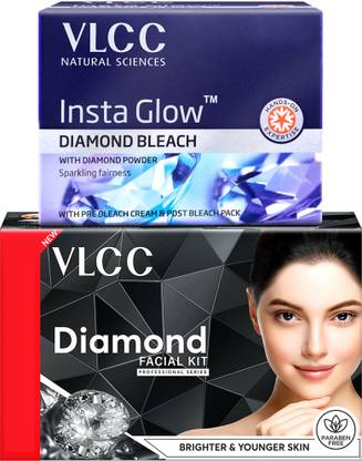 VLCC Diamond Facial Kit with FREE Rose Water Toner & Insta Glow Diamond Bleach