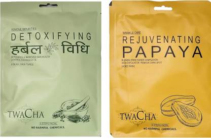TWACHA 6 Step Facial Kit For Radiant Glow - Pack of 2 (Detoxifying & Papaya)