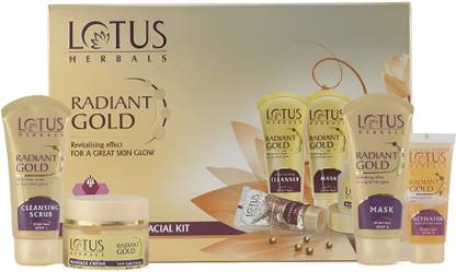 LOTUS HERBALS RADIANT GOLD Cellular Glow Salon Grade FACIAL KIT