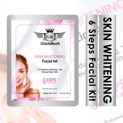 GlamRush 6 Steps Skin Whitening Reduce Tan & Boost Glow Facial Kit 5 Pouch (15g Each)