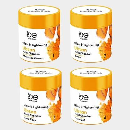 bodyethick Ubtan Haldi Chandan Facial Kit || Ubtan Glow & Tightening || 4 Step Solution
