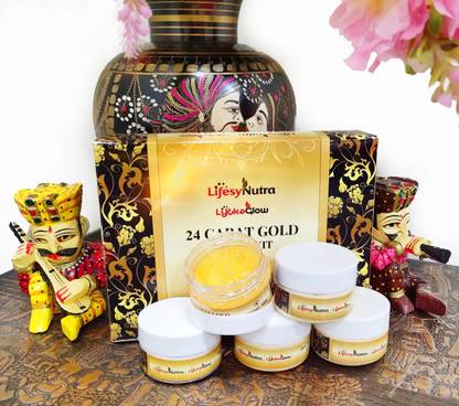LyckaGlow Professional Derma Gold Lifesy Nutra 24 Caret Gold Facial Kit | Premium Quality