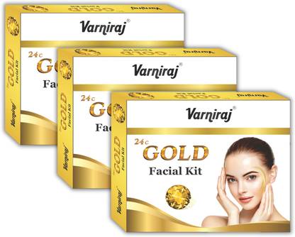 Varniraj 5 Step Gold Facial Kit for Deep Cleansing, Anti-Aging and Instant skin Whitening