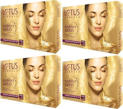 LOTUS Herbals Radiant Gold Cellular Glow Facial Kit_ 37gm ( Pack of 4 )